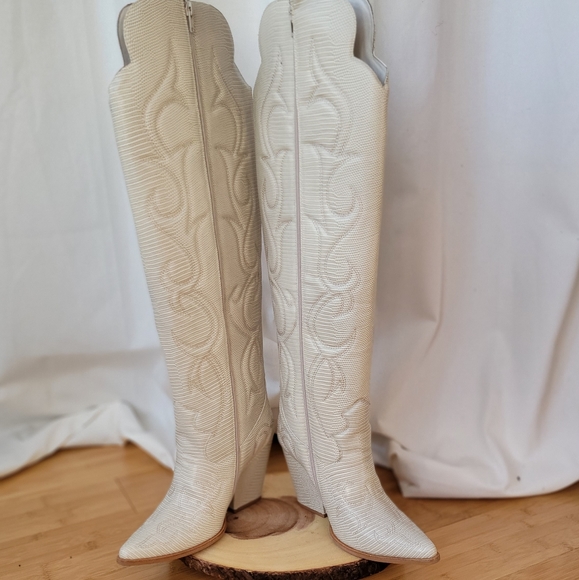 NEW! JEFFRY CAMPBELL ×  Deja Over-the-Knee Boots in TOUPE - Picture 6 of 9